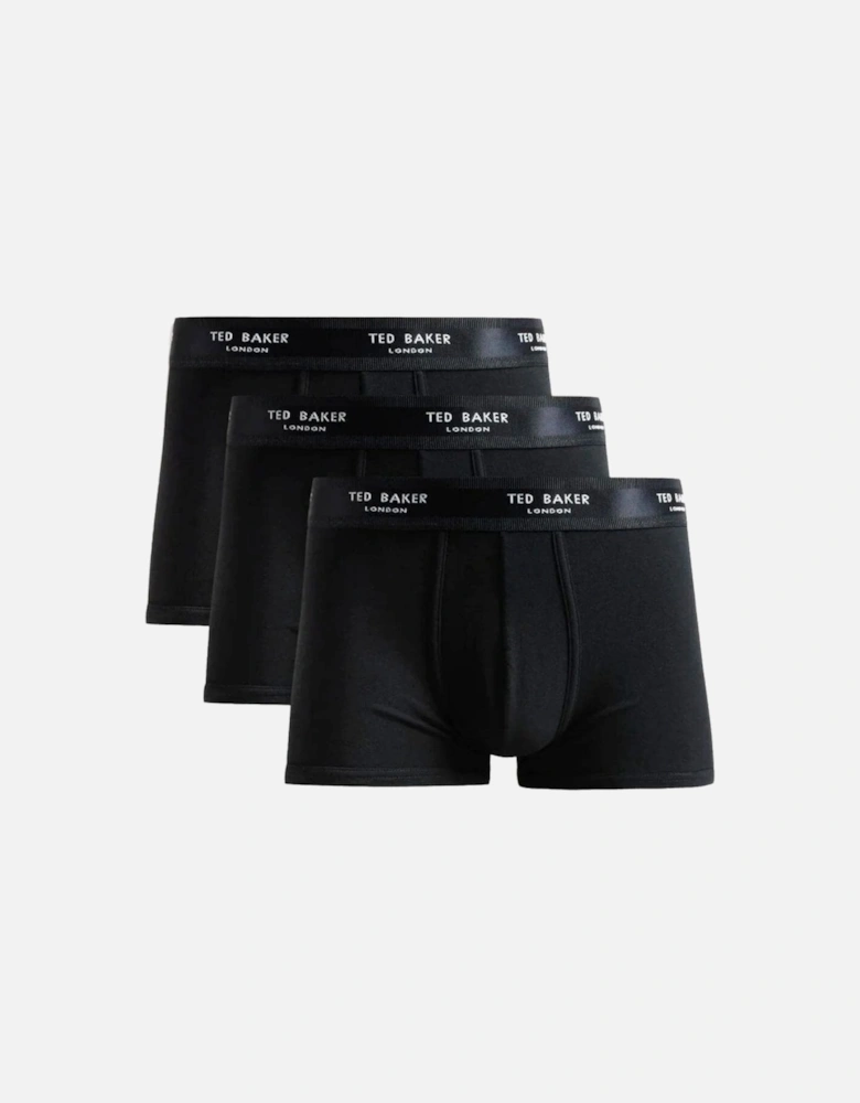 3-Pack Contrast Logo Boxer Trunks, Black