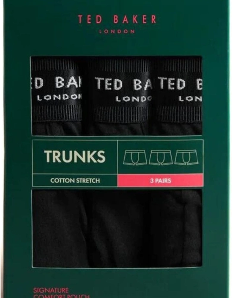 3-Pack Contrast Logo Boxer Trunks, Black