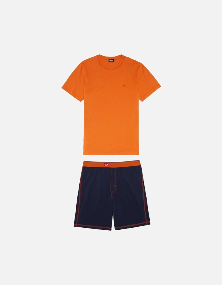 Cotton Pyjama Set, Orange/Blue