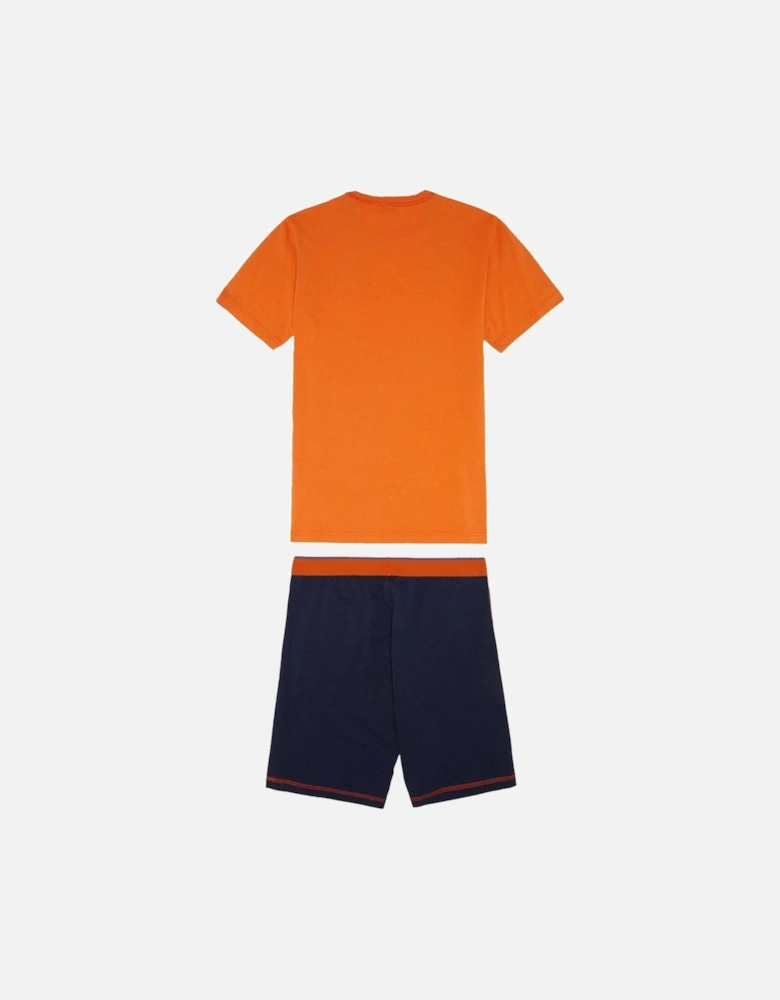 Cotton Pyjama Set, Orange/Blue