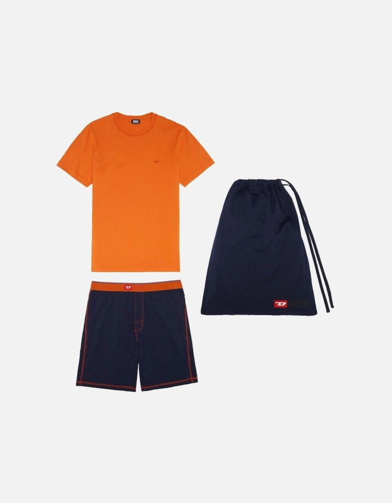 Cotton Pyjama Set, Orange/Blue