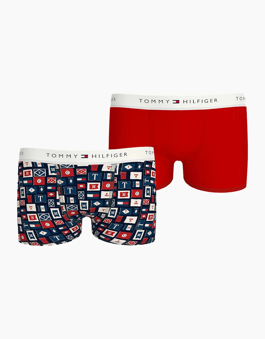 Tommy Hilfiger Boy's 2-Pack Heritage Flag Print Boys Boxer Trunks, Red/Multi - Size: 10 years/11 years/12 years
