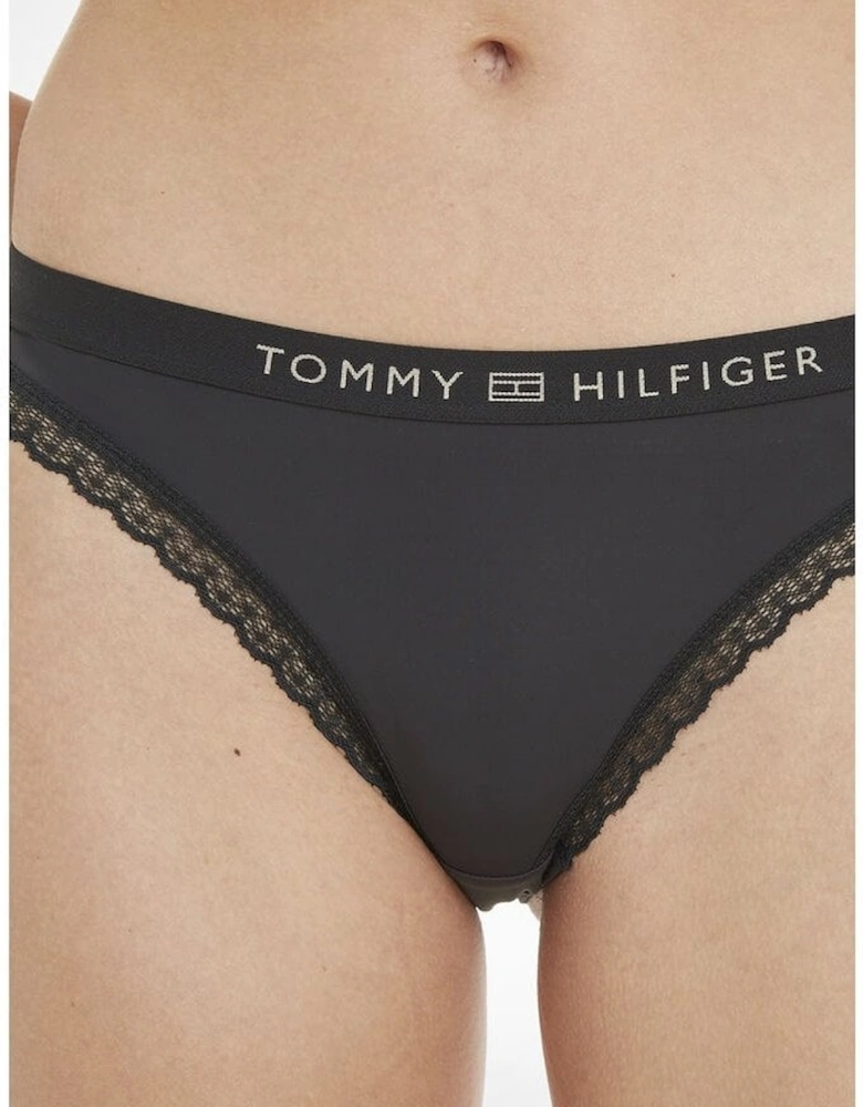 TH Tonal Logo Lace Bikini Brief, Black