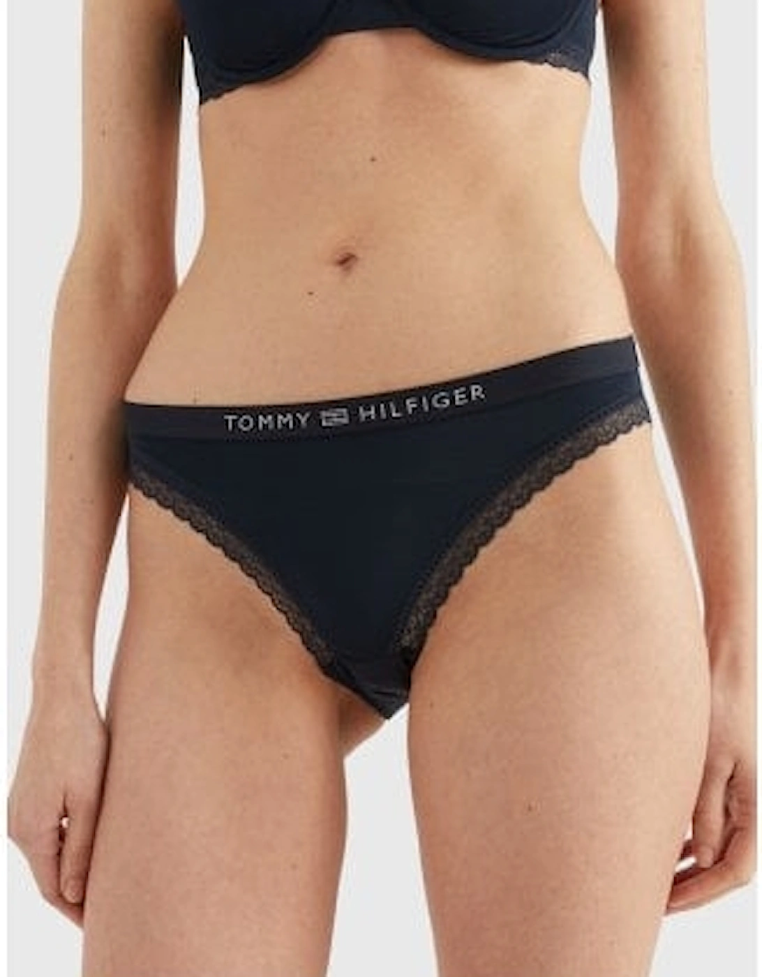 TH Tonal Logo Lace Bikini Brief, Black