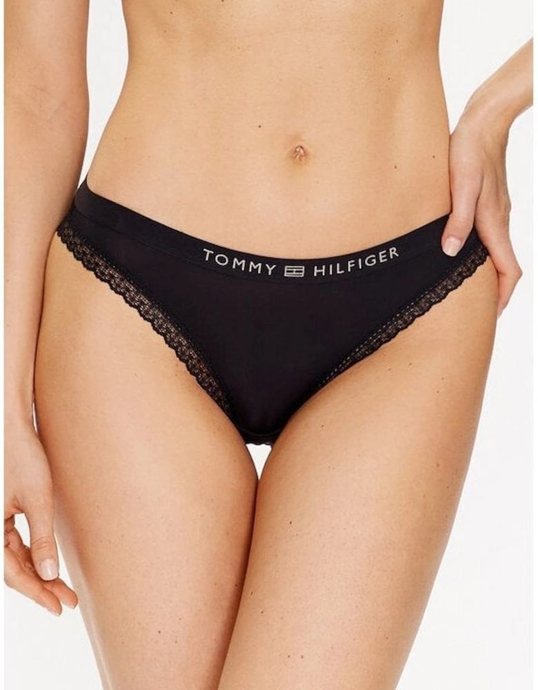 TH Tonal Logo Lace Bikini Brief, Black