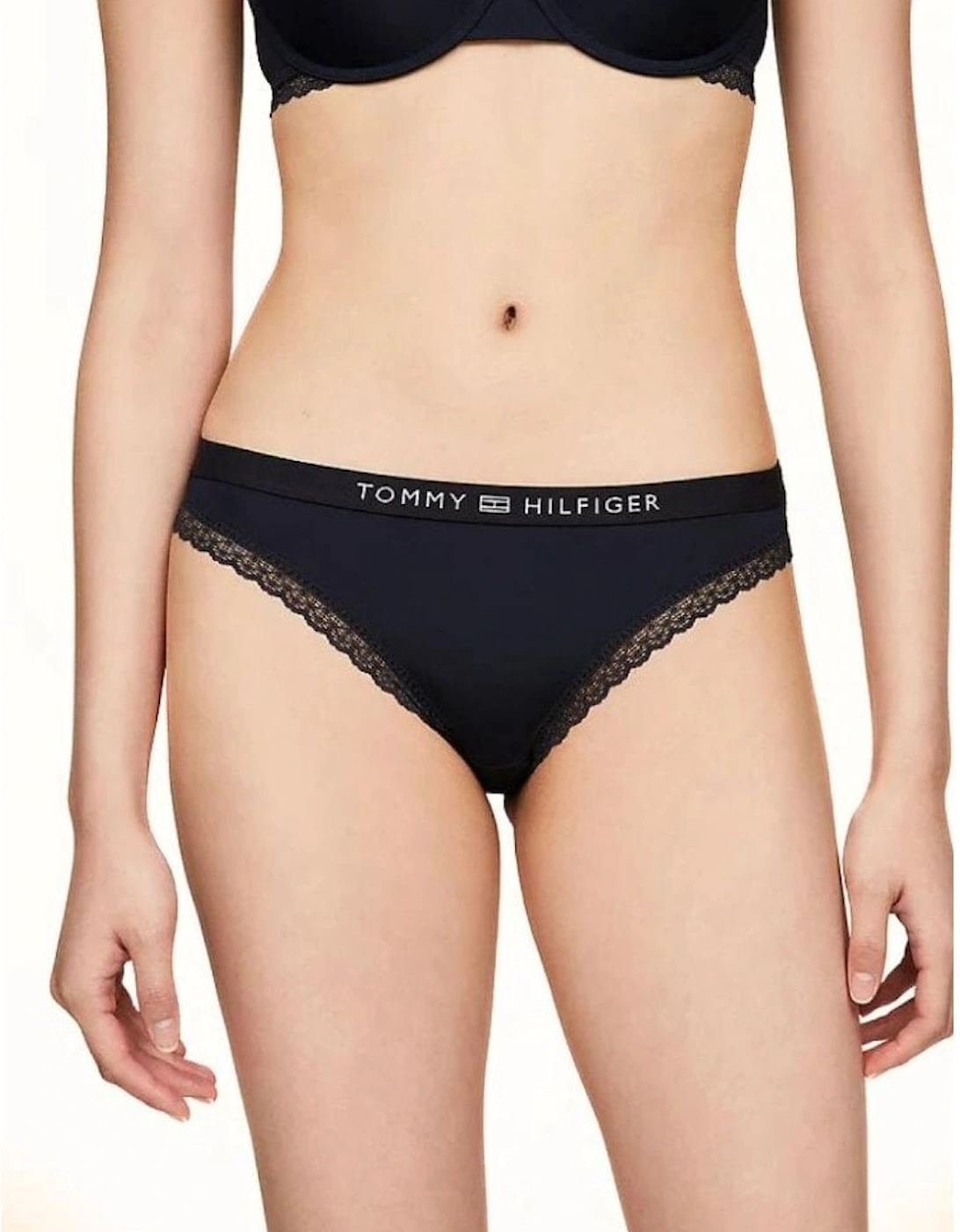 TH Tonal Logo Lace Bikini Brief, Navy