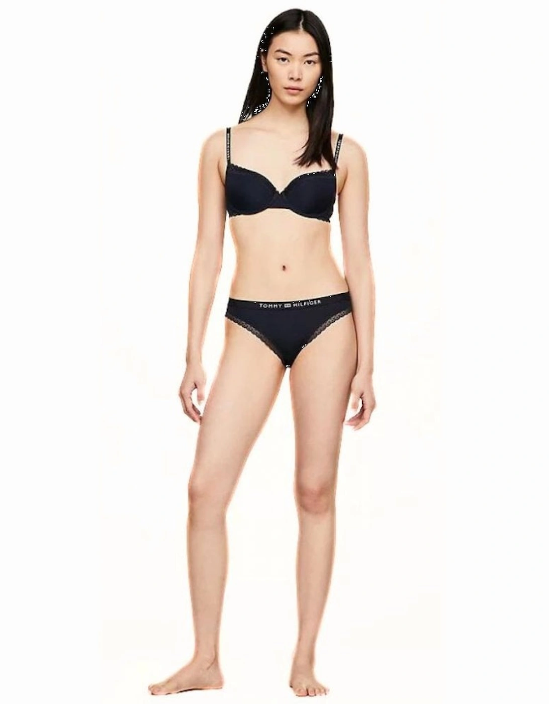 TH Tonal Logo Lace Bikini Brief, Navy