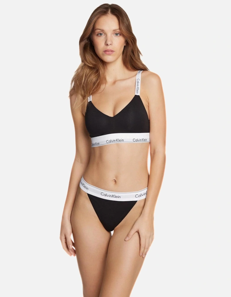 Modern Cotton Light Lined Bralette, Black