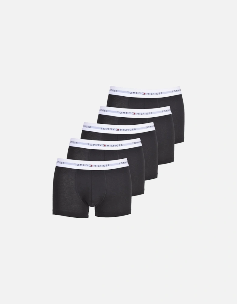 5-Pack Signature Cotton Boxer Trunks, Black/white