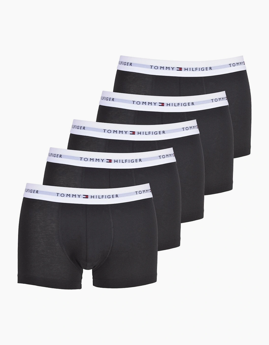 Tommy Hilfiger Men's Black 5-Pack Signature Cotton Boxer Trunks, /White  32/30/31 S