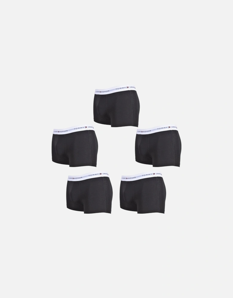 5-Pack Signature Cotton Boxer Trunks, Black/white