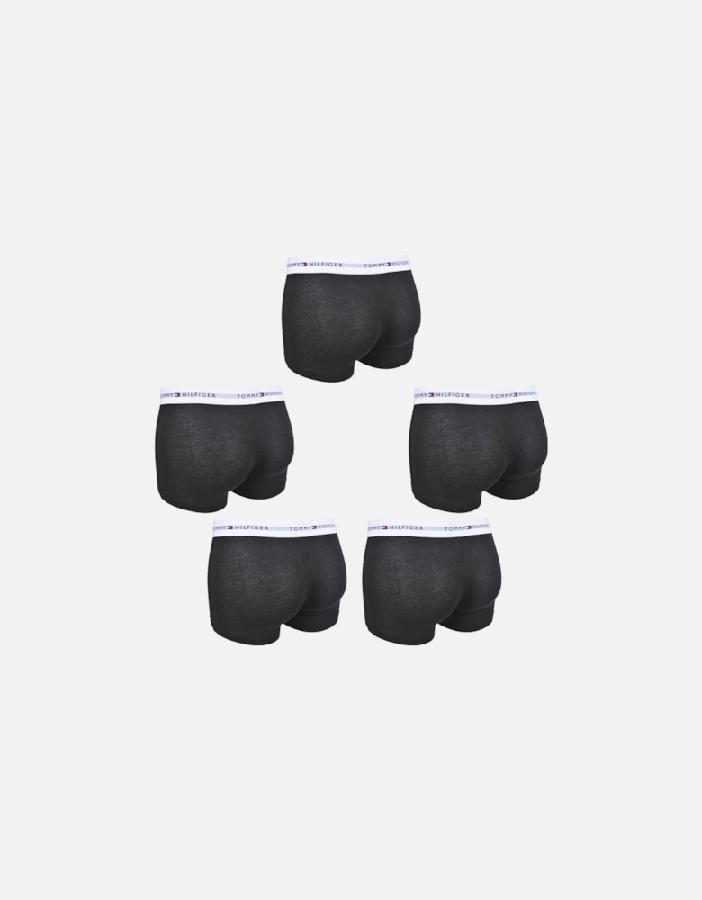 5-Pack Signature Cotton Boxer Trunks, Black/white