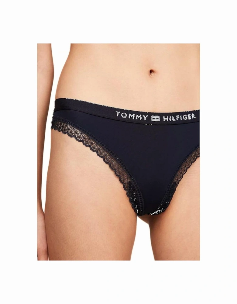 TH Tonal Logo Lace Thong, Navy