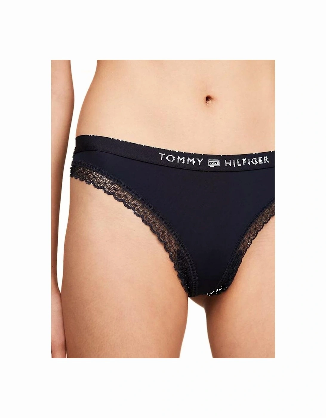 TH Tonal Logo Lace Thong, Navy