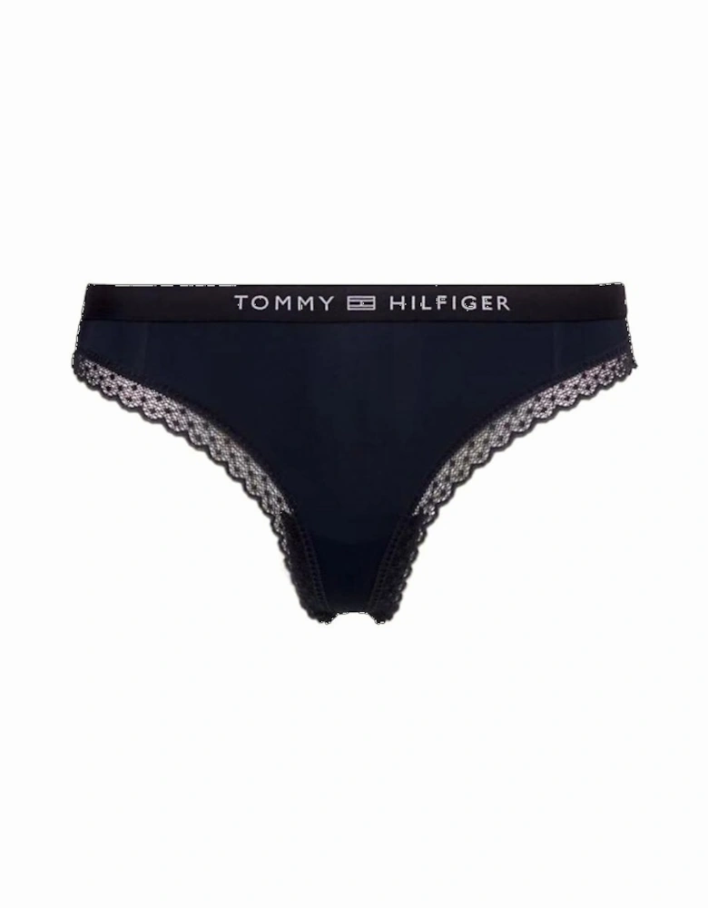 TH Tonal Logo Lace Thong, Navy