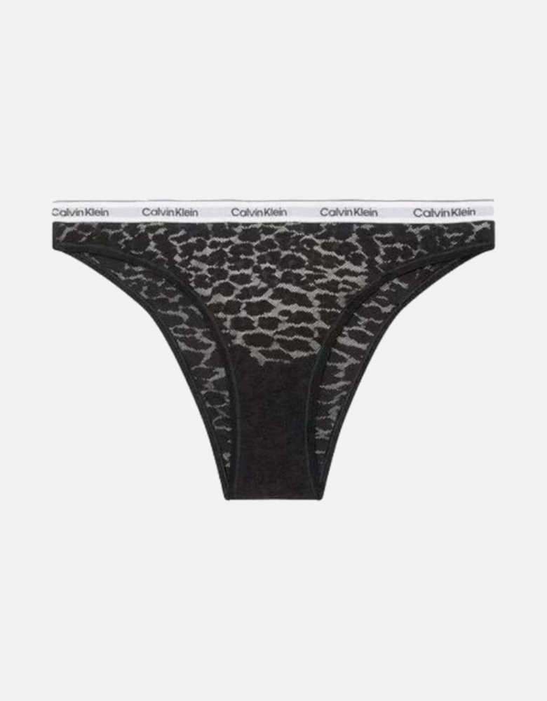 Leopard Lace Brazilian Brief, Black