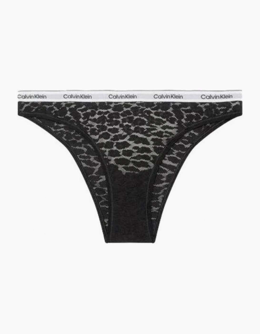 Calvin Klein Women's Black Leopard Lace Brazilian Brief,  12 M