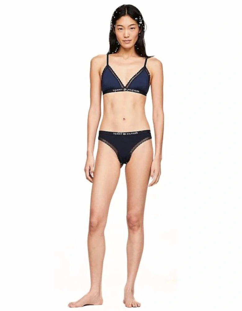 TH Tonal Logo Lace Thong, Navy