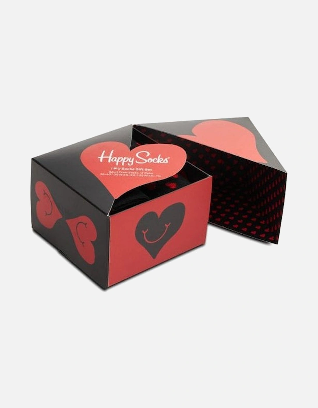 2-Pack I Heart You Socks Gift Box, Black/red