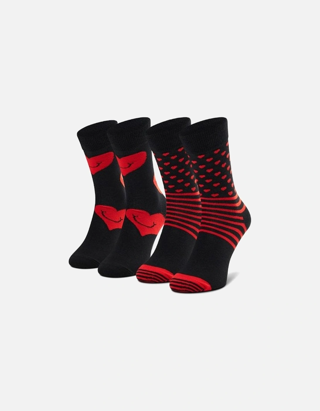 2-Pack I Heart You Socks Gift Box, Black/red