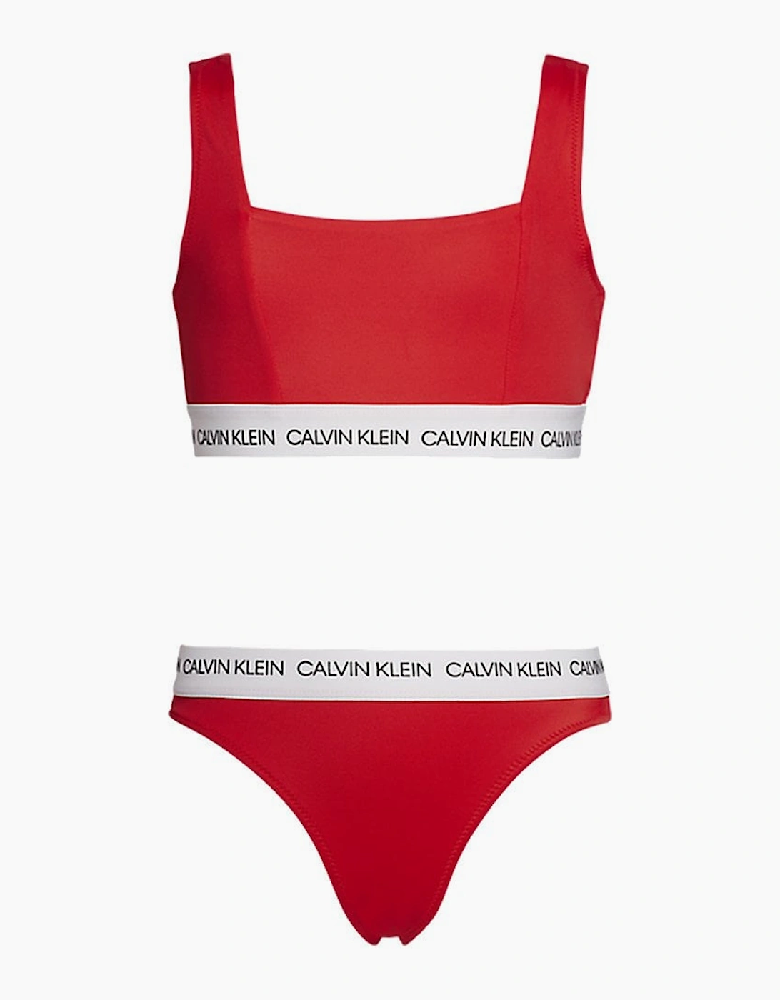 Calvin Klein Girl's GIRLS CK LOGO-SWIM Bralette / Bikini Set, High Risk - Red/Red - Size: 8 years/9 years/10 years