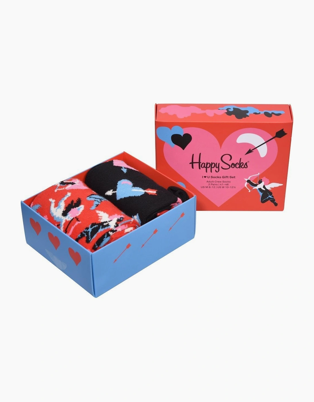 Happy Socks Men's Red/Black 2-Pack I Love You Socks Gift Box, - Size: 7/11/10.5/11.5/7.5/10/8/12/12.5/8.5/9.5/9
