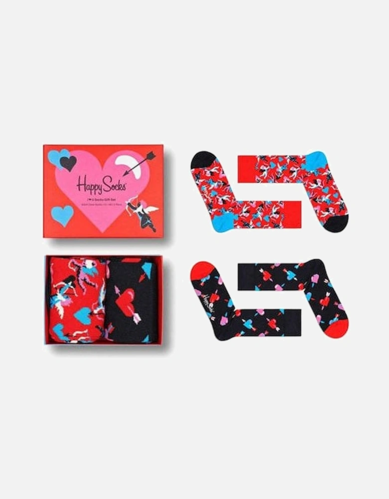 2-Pack I Love You Socks Gift Box, Red/Black