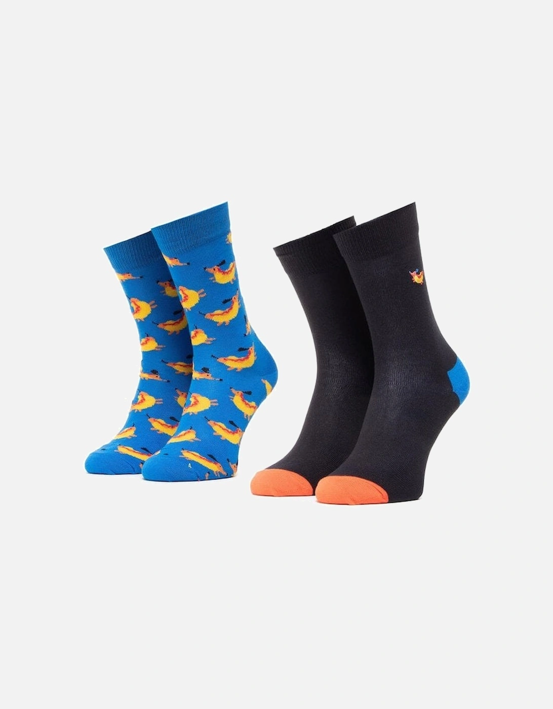 2-Pack Hot Dog Socks Gift Box, Black/Blue