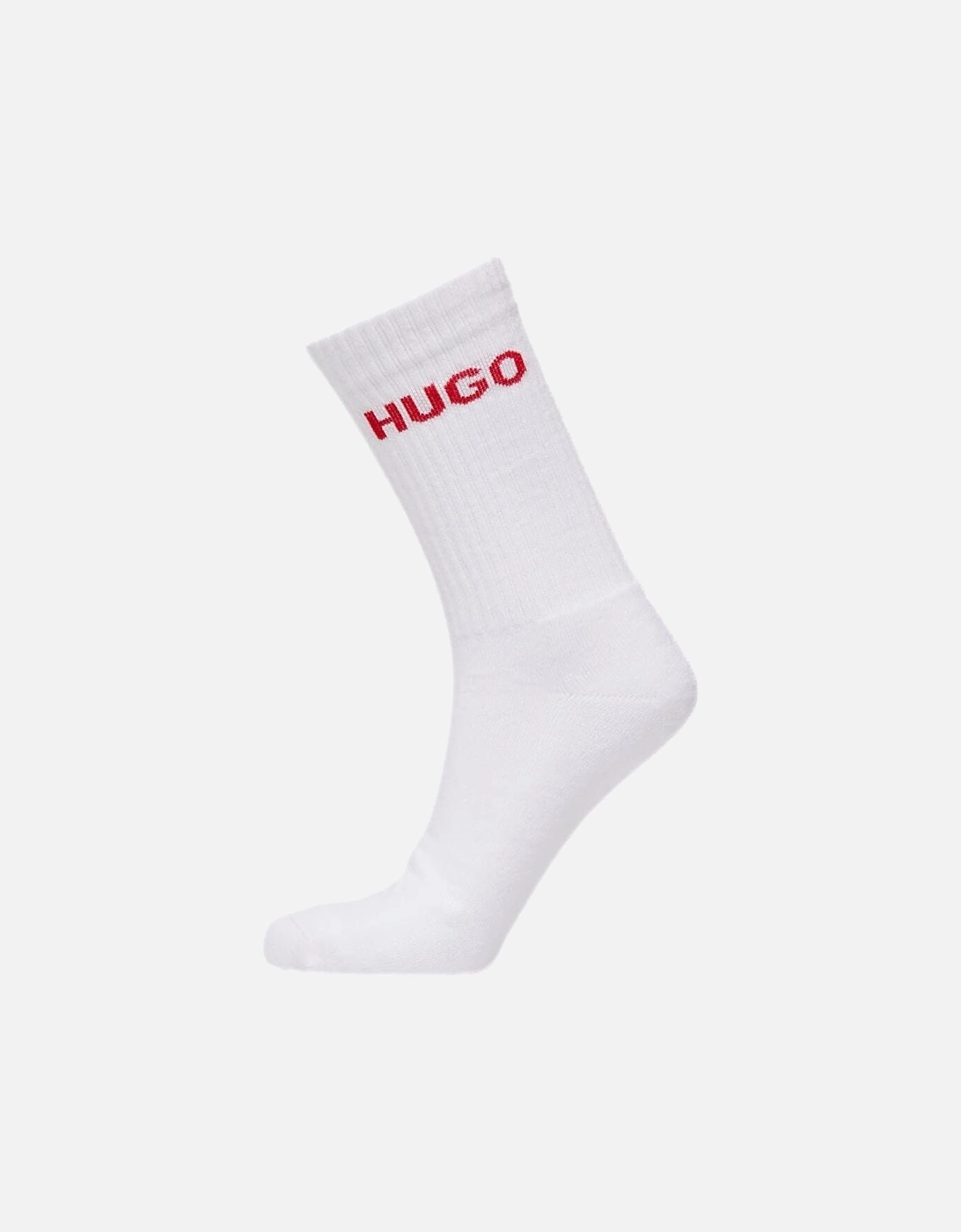 6-Pack Red Logo Ribbed Sports Socks, White