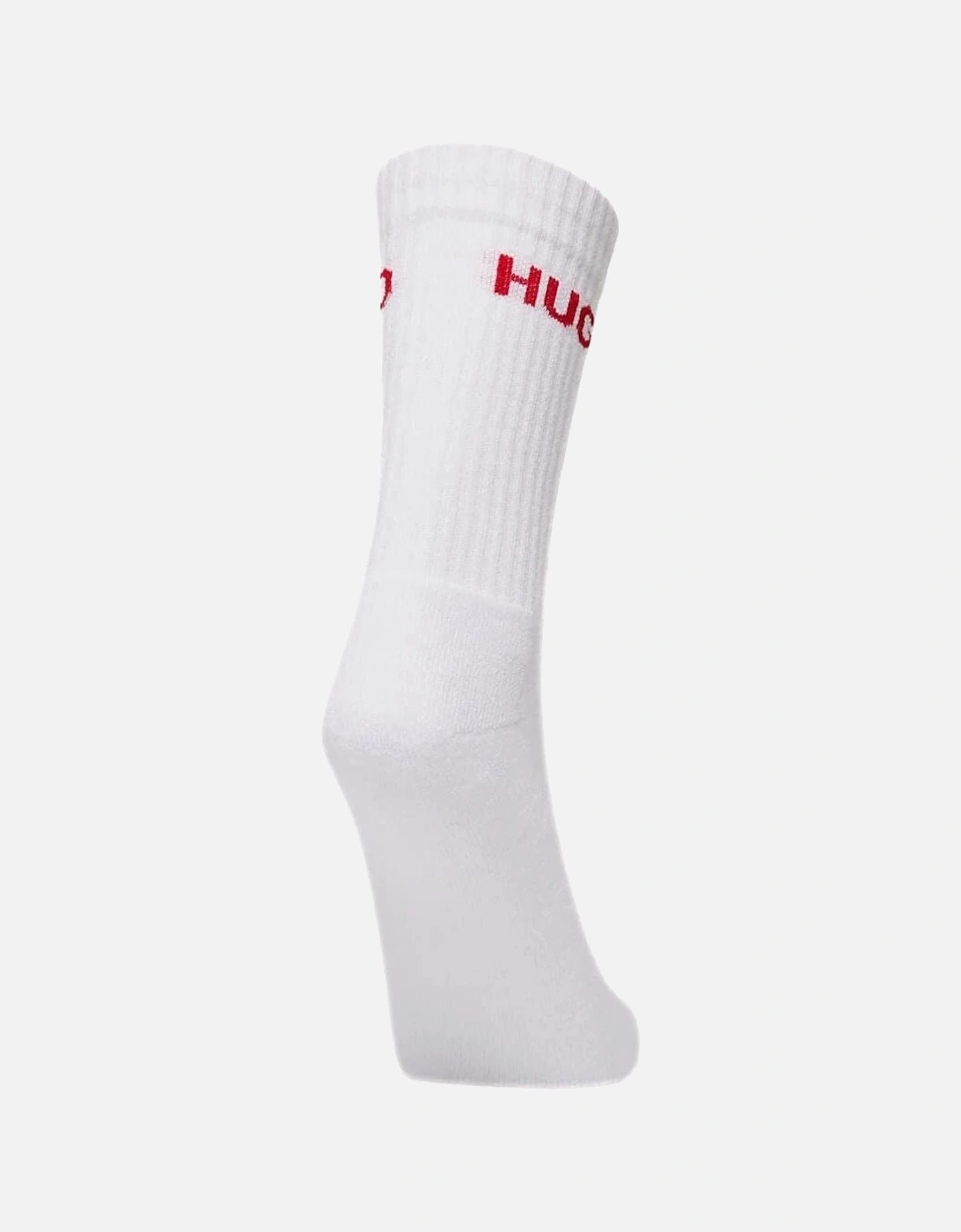 6-Pack Red Logo Ribbed Sports Socks, White