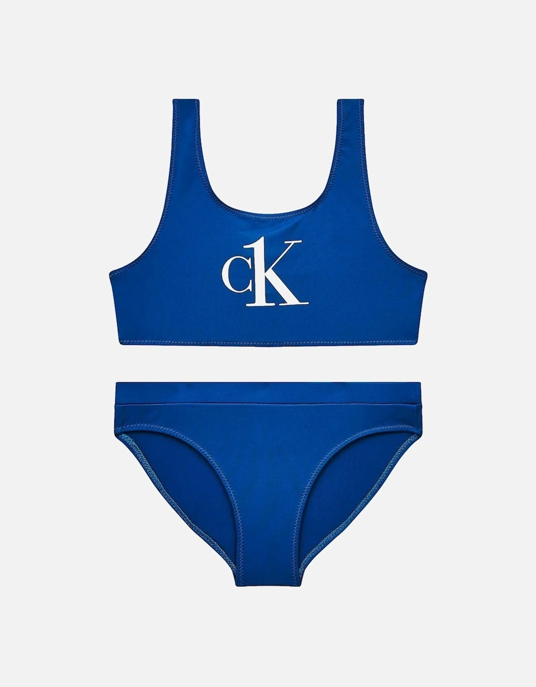Calvin Klein Girl's Girls CK One Bralette / Bikini Set, Bobby Blue - Blue/Blue - Size: 8 years/9 years/10 years