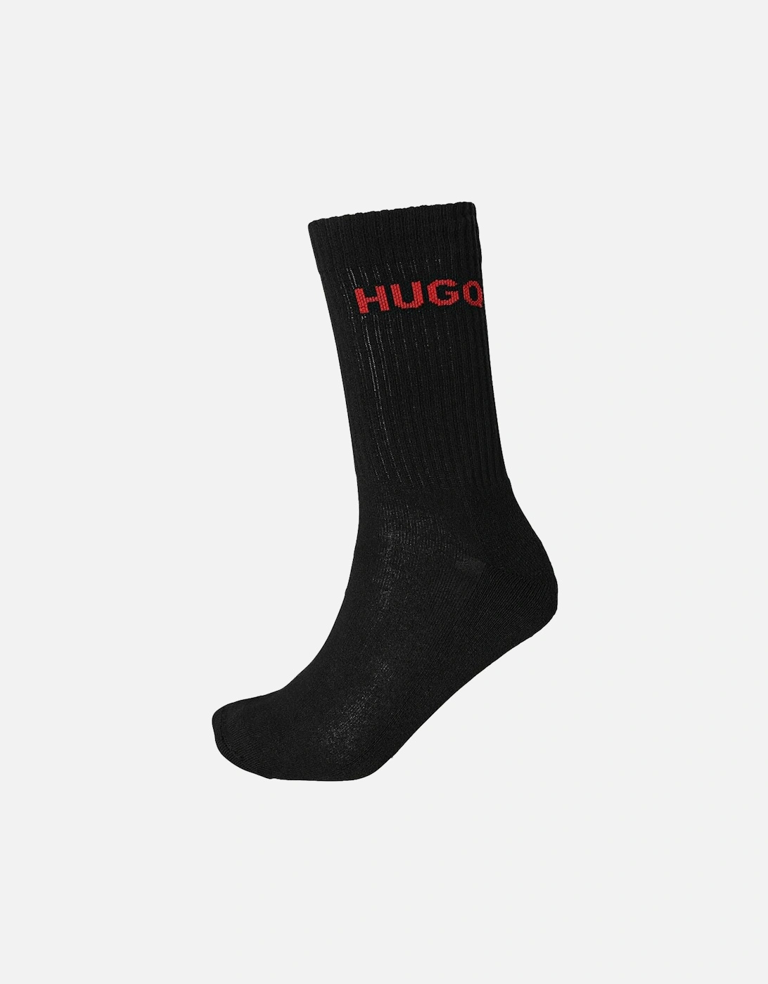 6-Pack Red Logo Ribbed Sports Socks, Black