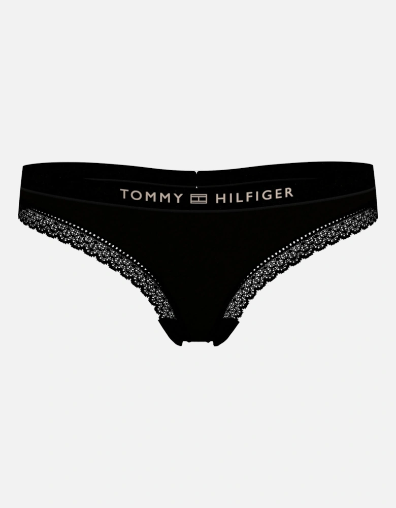 TH Tonal Logo Lace Thong, Black