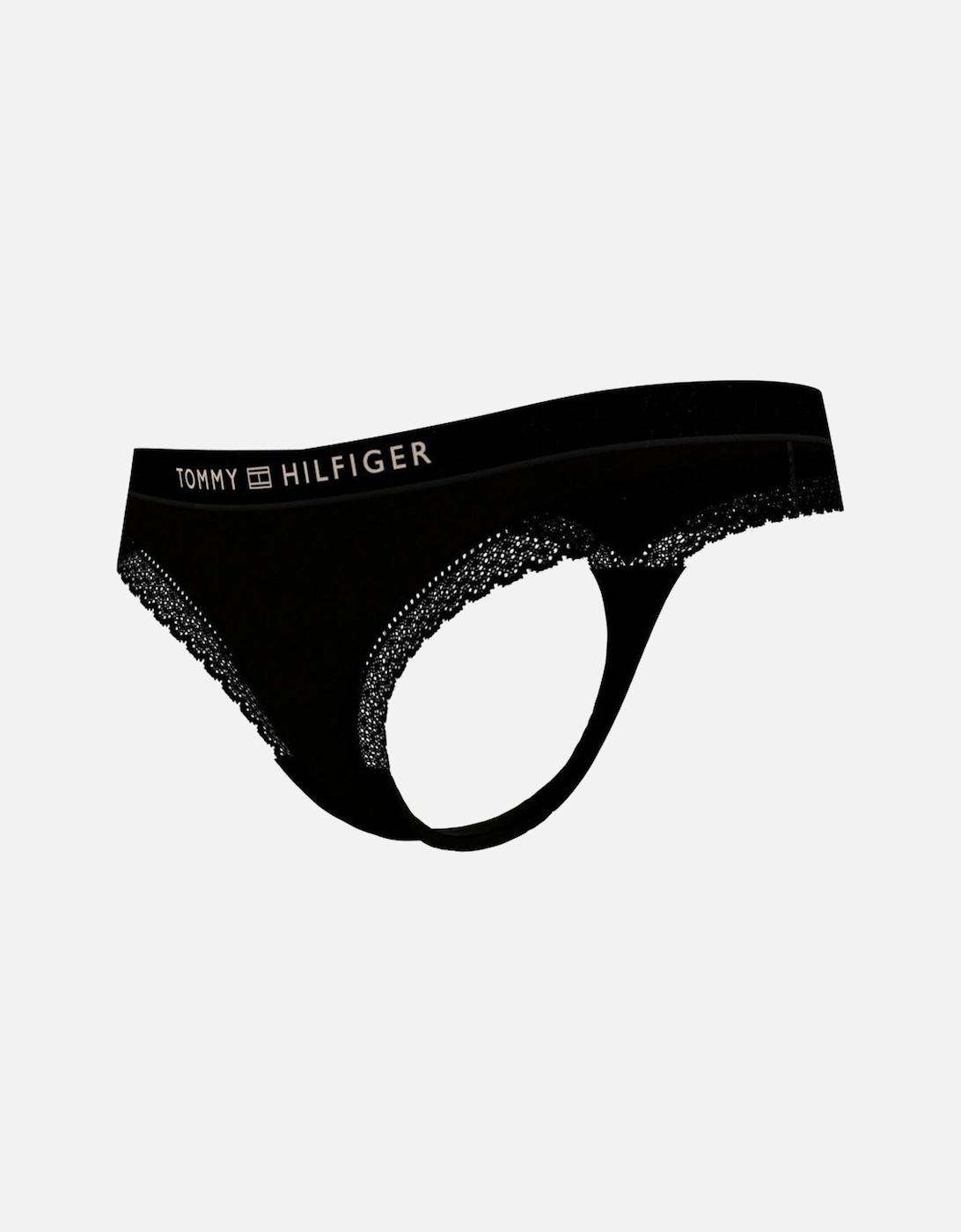 TH Tonal Logo Lace Thong, Black