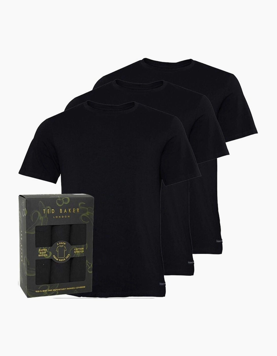 Ted Baker Men's Cotton Stretch 3-Pack Crew-Neck T-Shirts, Black - Size: 37/36/32/42