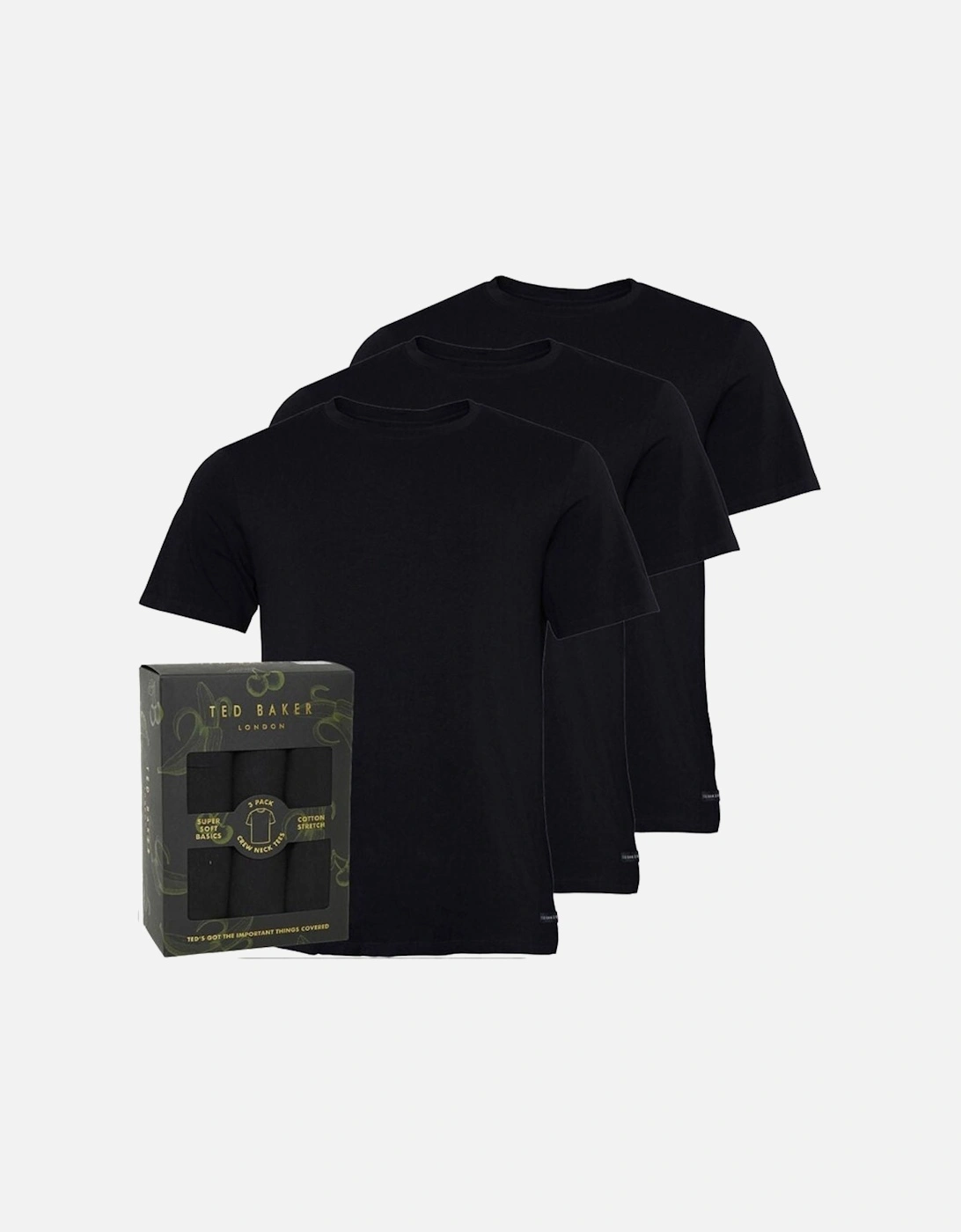 Cotton Stretch 3-Pack Crew-Neck T-Shirts, Black, 5 of 4