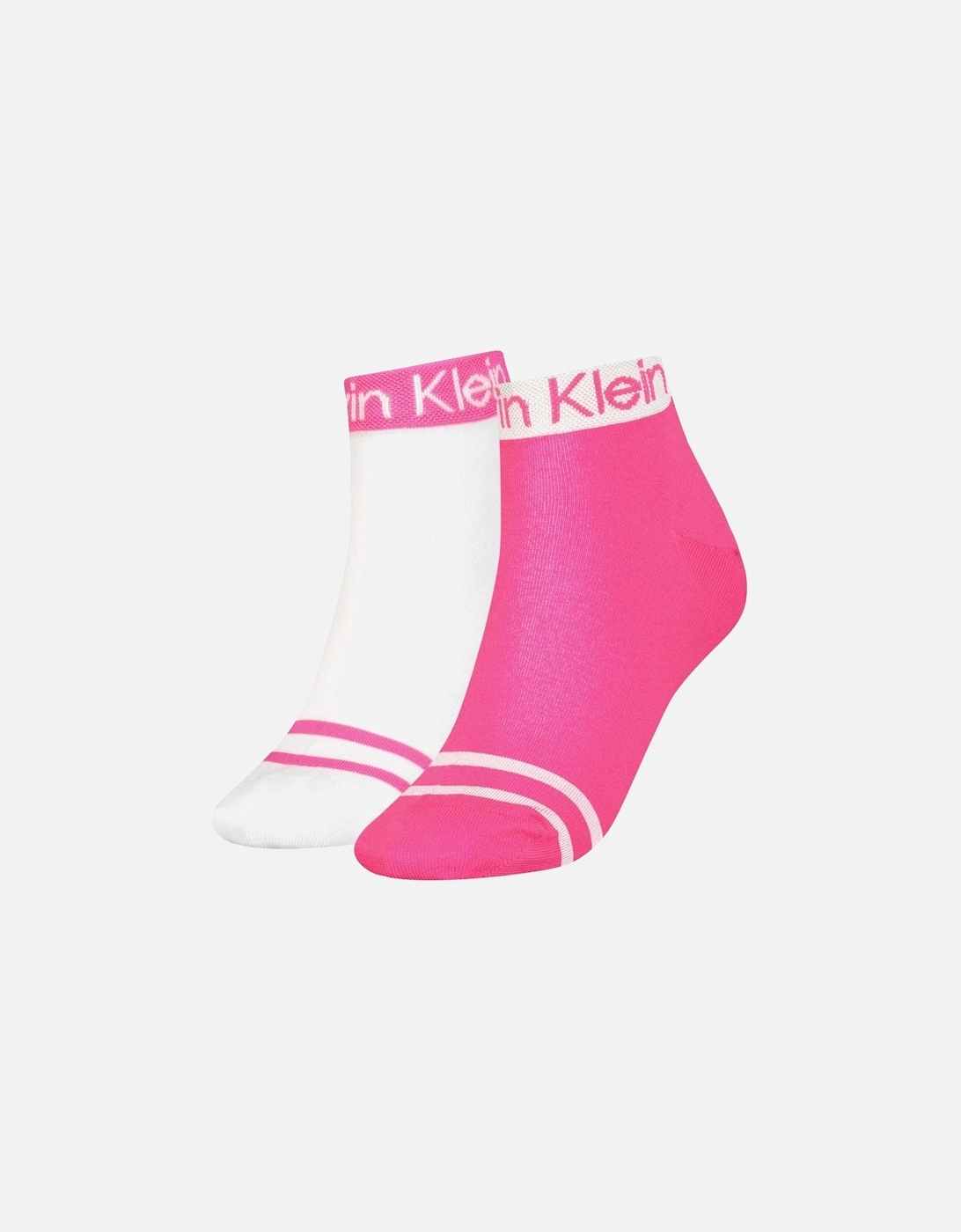 2-Pack Logo Welt Women's Quarter Socks, Magenta/white, 5 of 4