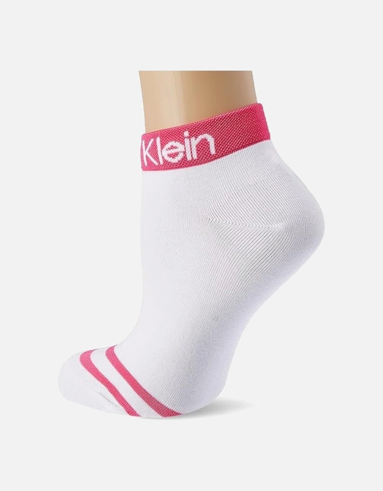 2-Pack Logo Welt Women's Quarter Socks, Magenta/white