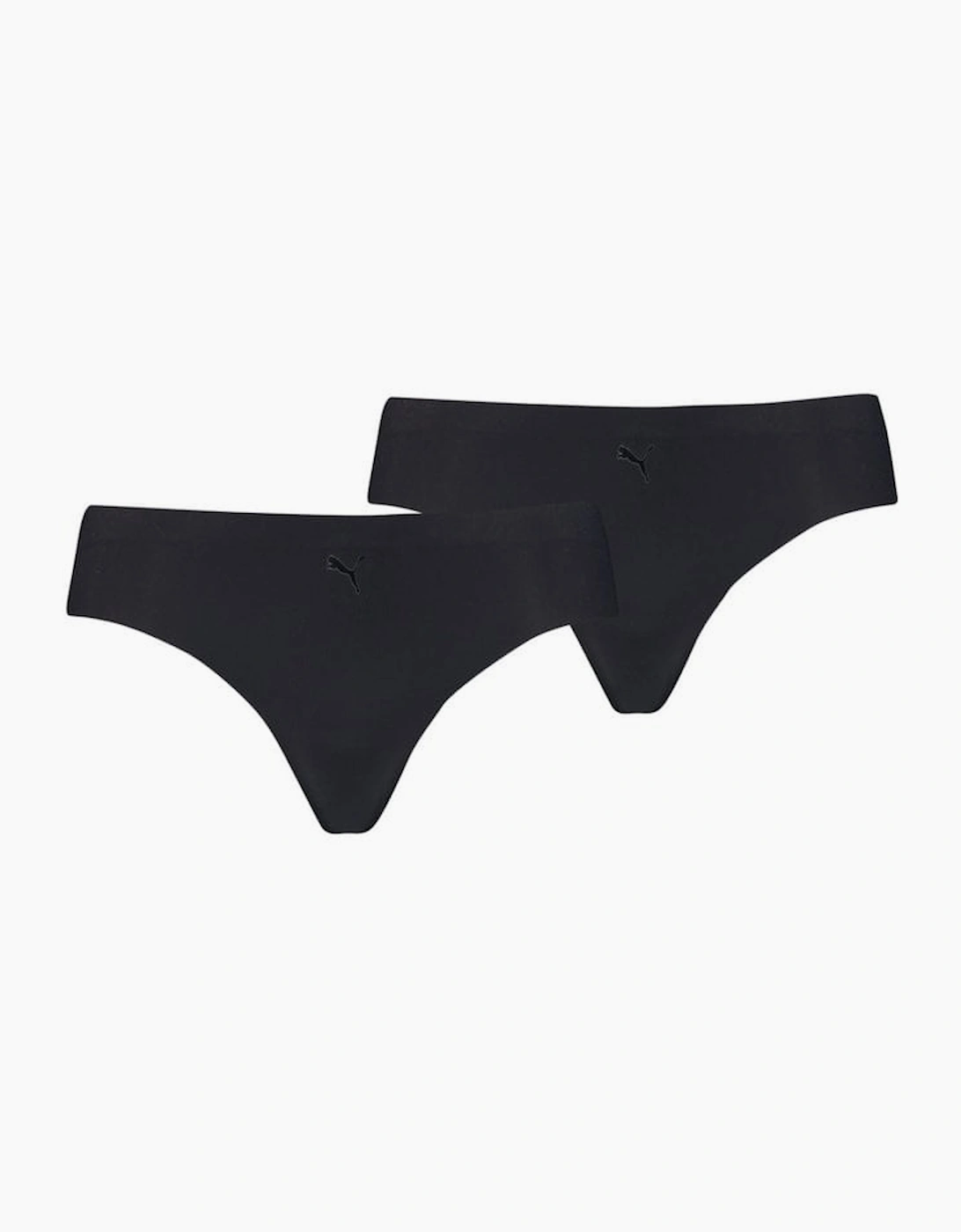 Puma Women's 2-Pack Microfibre Seamless Low-Rise Strings, Black - Black/Black - Size, 8