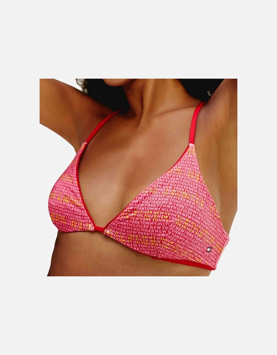 Reversible Triangle Swim Top, Logo WW AOP Pink