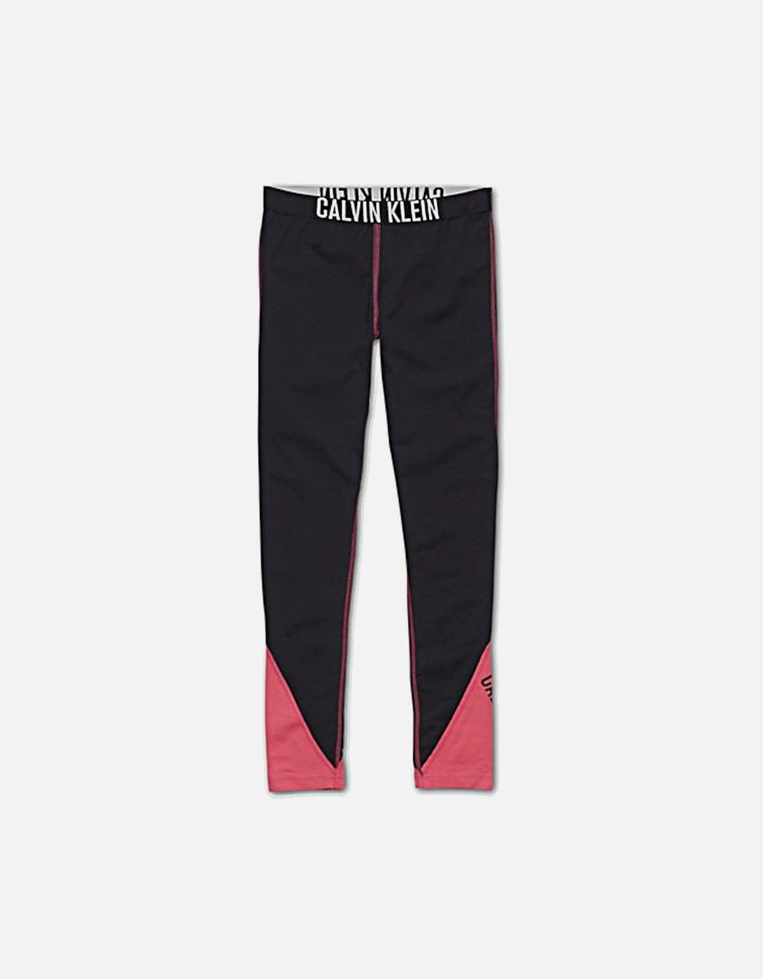 Girls Intense Power Leggings, Black / Pink Panels, 2 of 1