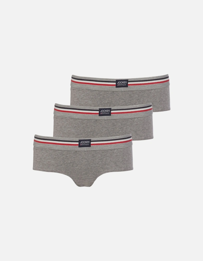 Cotton Stretch 3-Pack Hipster Briefs, Stone Grey