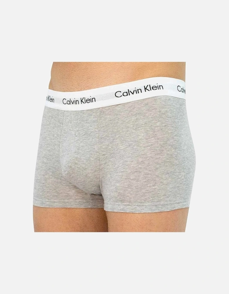 Cotton Stretch 3-Pack Low Rise Boxer Trunks, Grey Heather