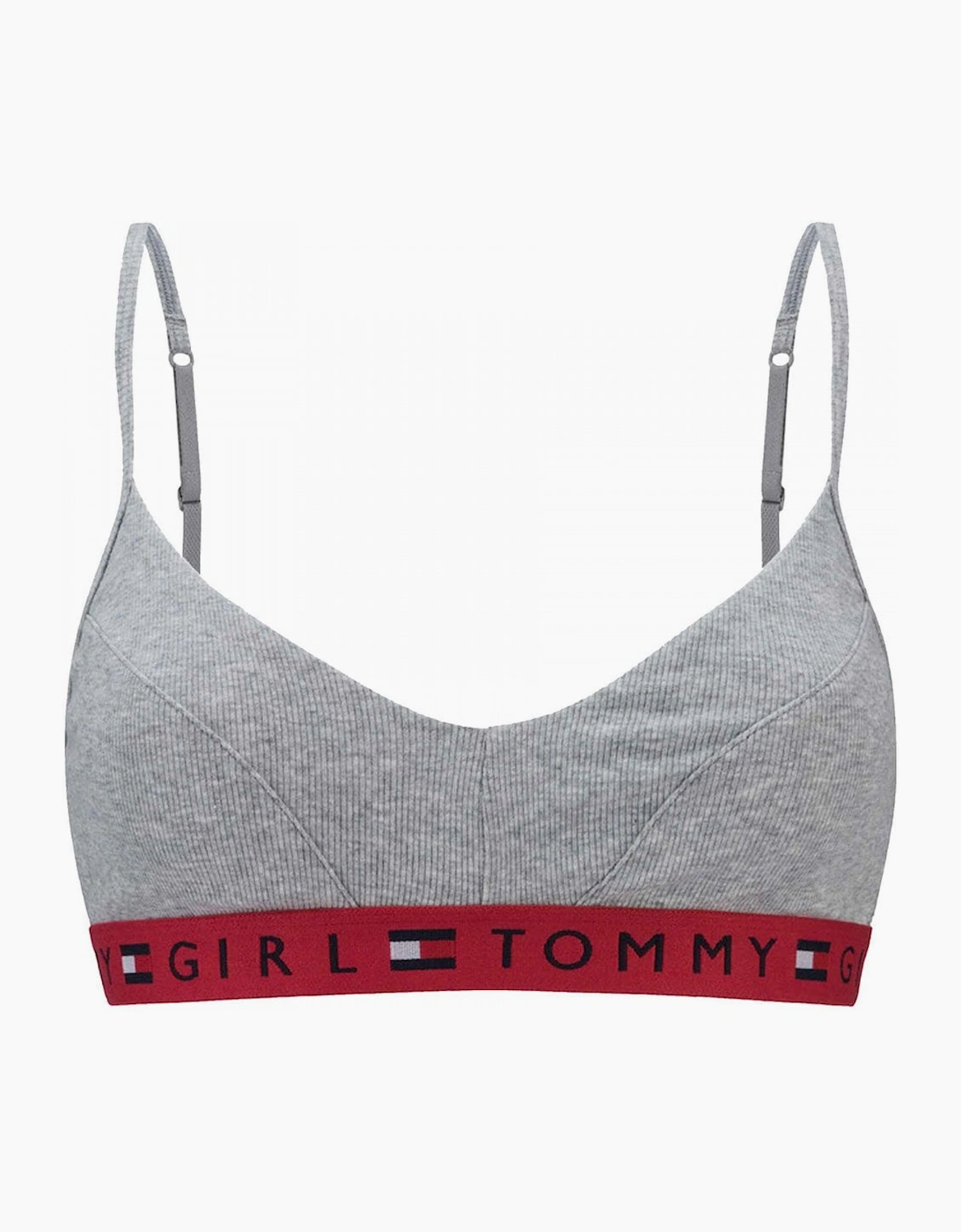 Tommy Hilfiger Women's Ribbed Organic Cotton Logo Bralette, Grey - Size: 12/12