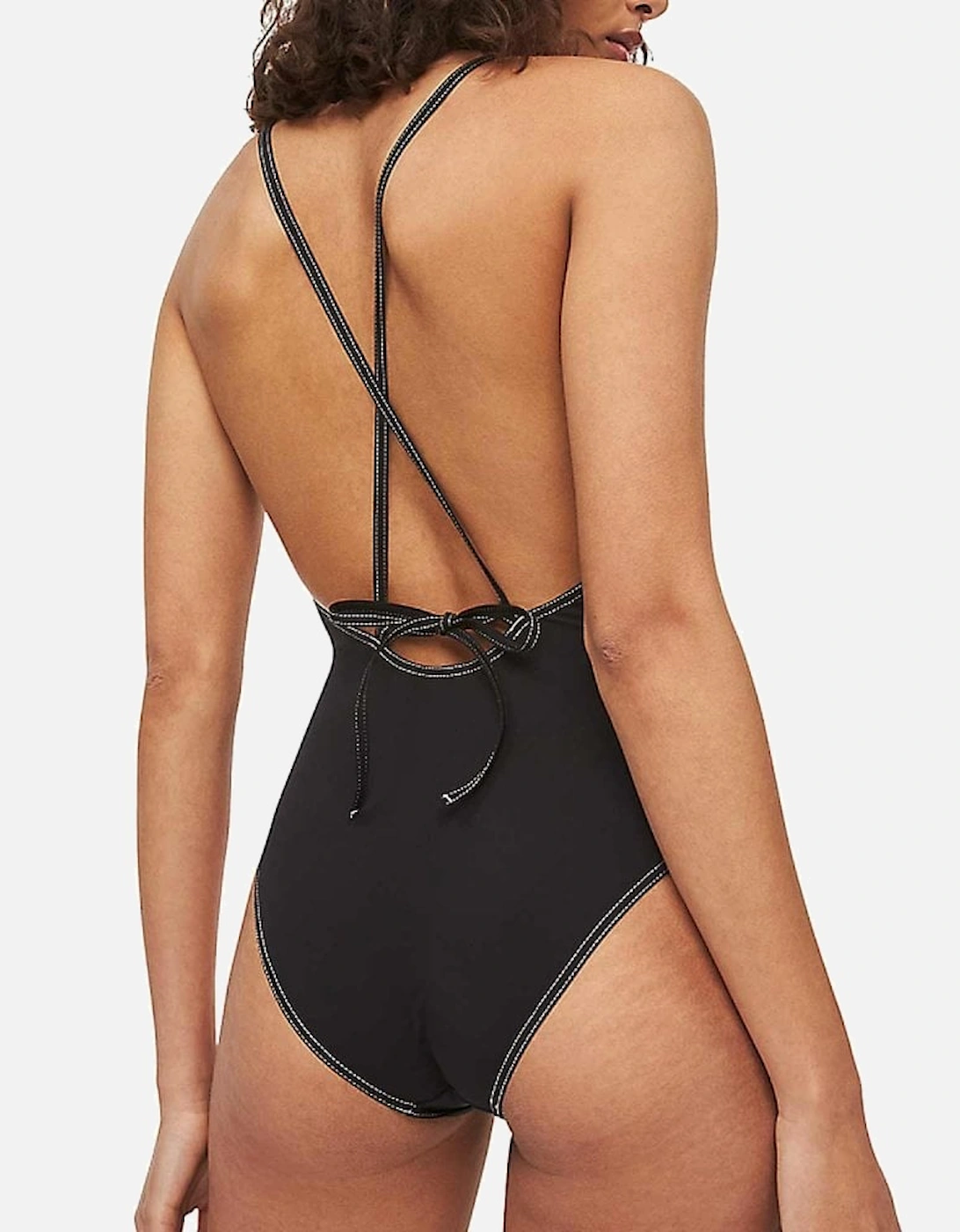 Apron One Piece Swim Suit, Black