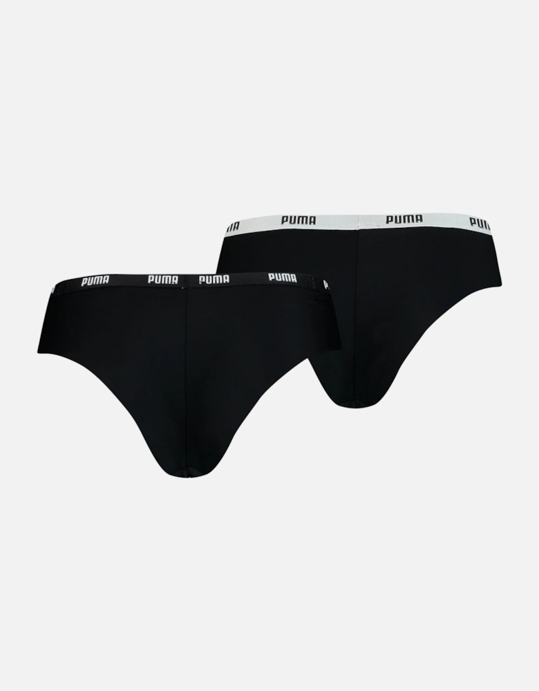 2-Pack Microfibre Seamless Mid-Rise Brazilian Briefs, Black