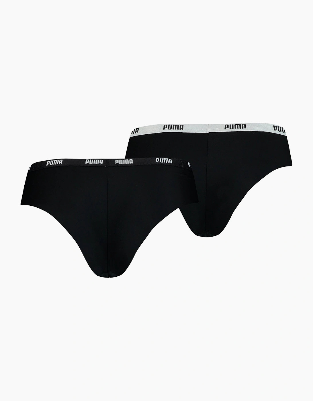 Puma Puma Women's 2-Pack Microfibre Seamless Mid-Rise Brazilian Briefs, Black - Black/Black