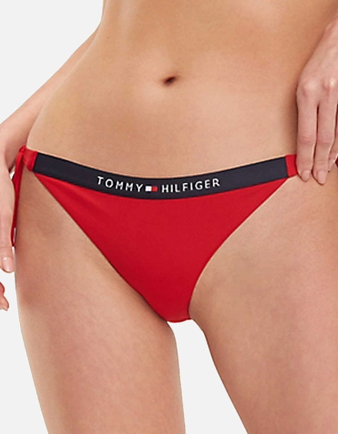 Cheeky Side Tie Logo Bikini, Tango Red