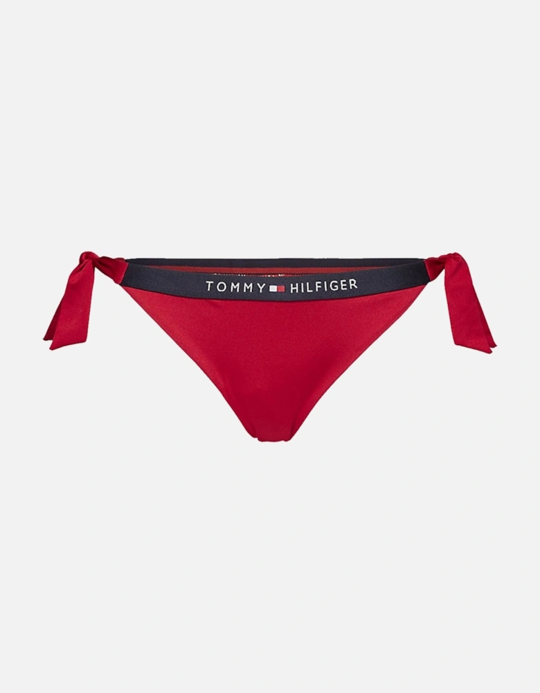 Cheeky Side Tie Logo Bikini, Tango Red