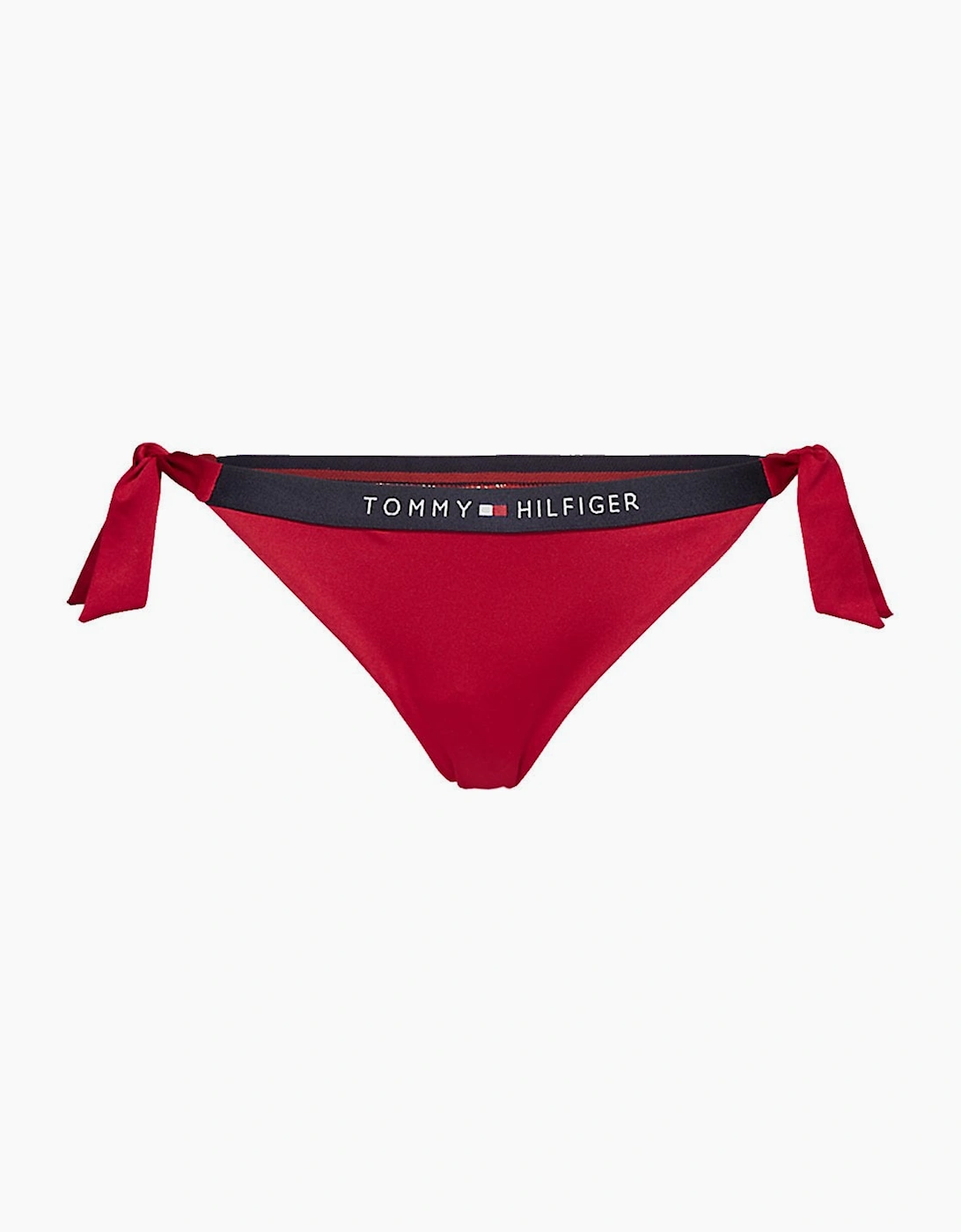 Tommy Hilfiger Women's Cheeky Side Tie Logo Bikini, Tango Red - Size: M